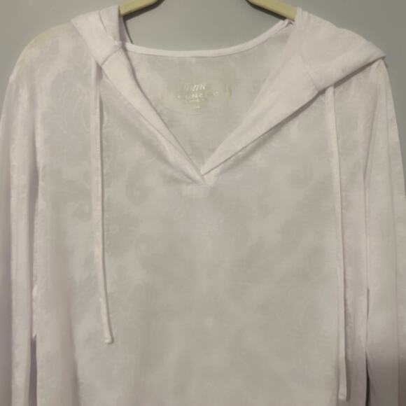 Soma Live Loungewear White Pull On Hooded Long Sleeve Shirt Lightweight Large - Picture 2 of 8